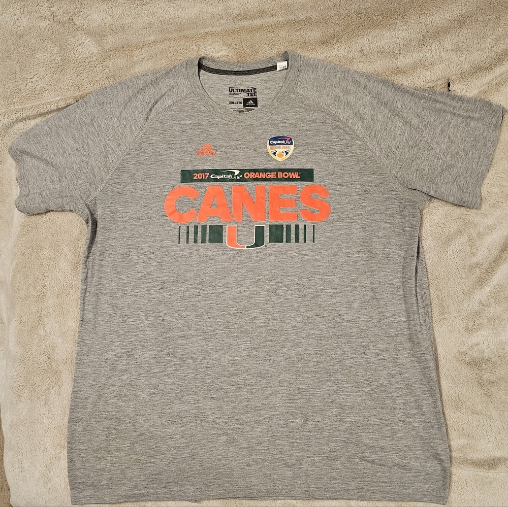 Adidas Gray Miami Hurricanes‎ T-Shirt Size 2XL